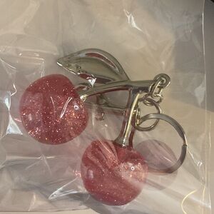 Cherry Keychain with Glitter Accents